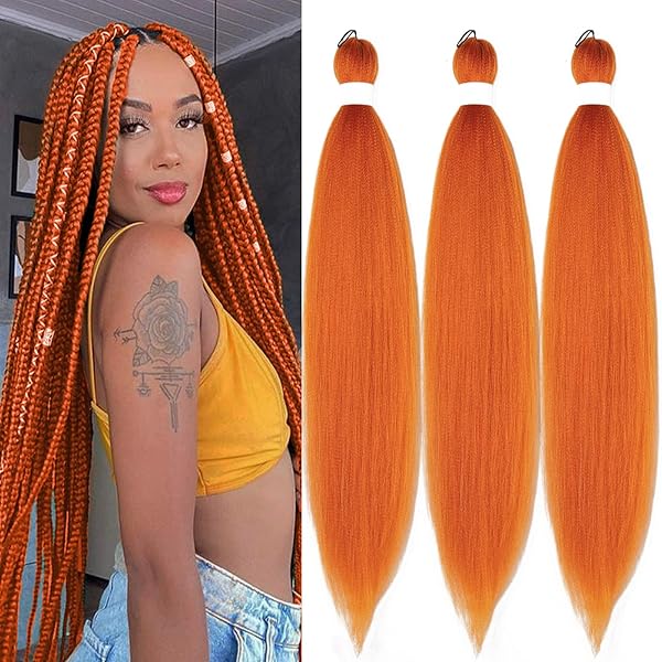 Amazon.com : UPruyo Burnt Orange Braiding Hair Pre Stretched